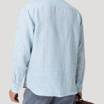 Camisa Lino Orgánico Hombre Linstripe Celeste Rockford