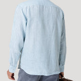 Camisa Lino Orgánico Hombre Linstripe Celeste Rockford