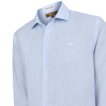 Camisa Lino Orgánico Hombre Linenit Celeste Rockford