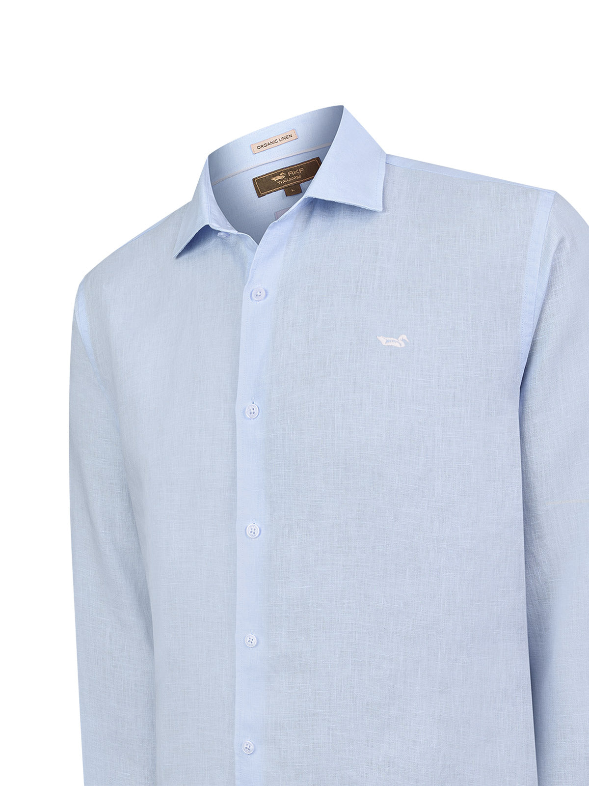 Camisa Lino Orgánico Hombre Linenit Celeste Rockford