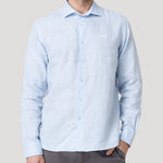 Camisa Lino Orgánico Hombre Linenit Celeste Rockford