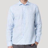 Camisa Lino Orgánico Hombre Linenit Celeste Rockford