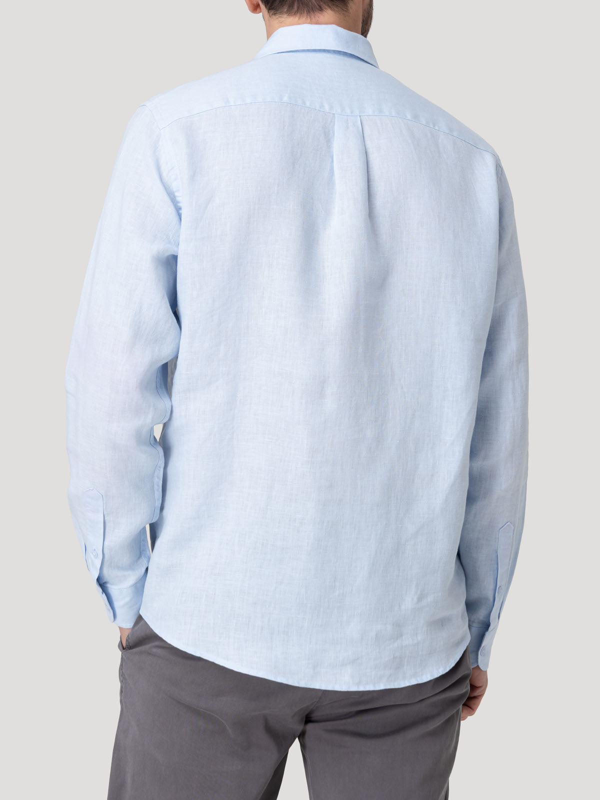 Camisa Lino Orgánico Hombre Linenit Celeste Rockford