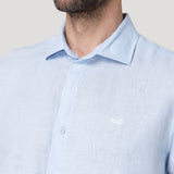 Camisa Lino Orgánico Hombre Linenit Celeste Rockford