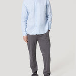 Camisa Lino Orgánico Hombre Linenit Celeste Rockford