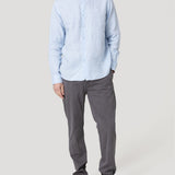 Camisa Lino Orgánico Hombre Linenit Celeste Rockford