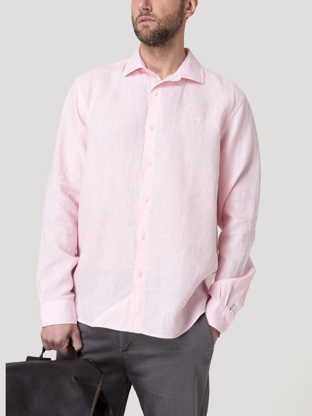 Camisa Lino Orgánico Hombre Linenit Rosado Rockford
