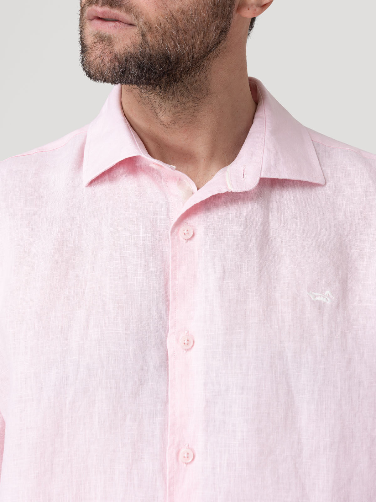 Camisa Lino Orgánico Hombre Linenit Rosado Rockford