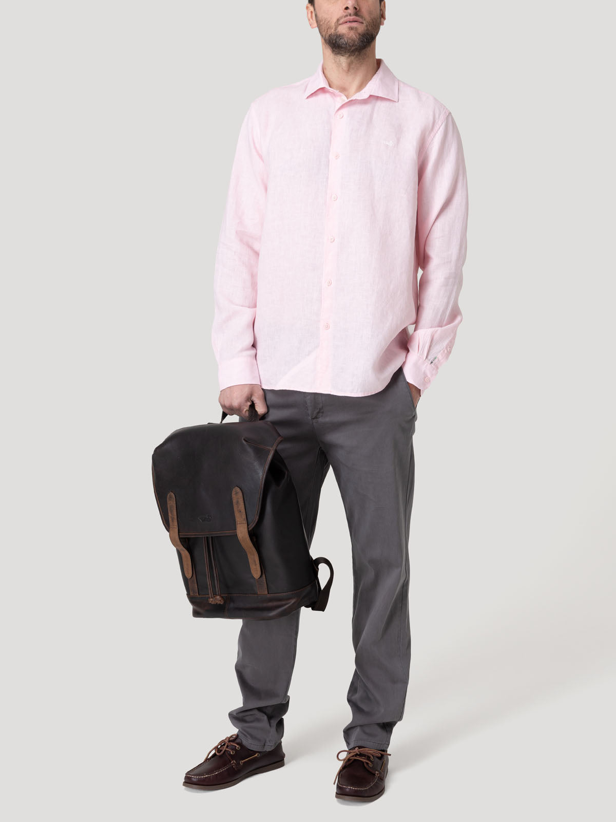 Camisa Lino Orgánico Hombre Linenit Rosado Rockford