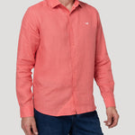 Camisa Lino Orgánico Hombre Linenit Rojo Rockford