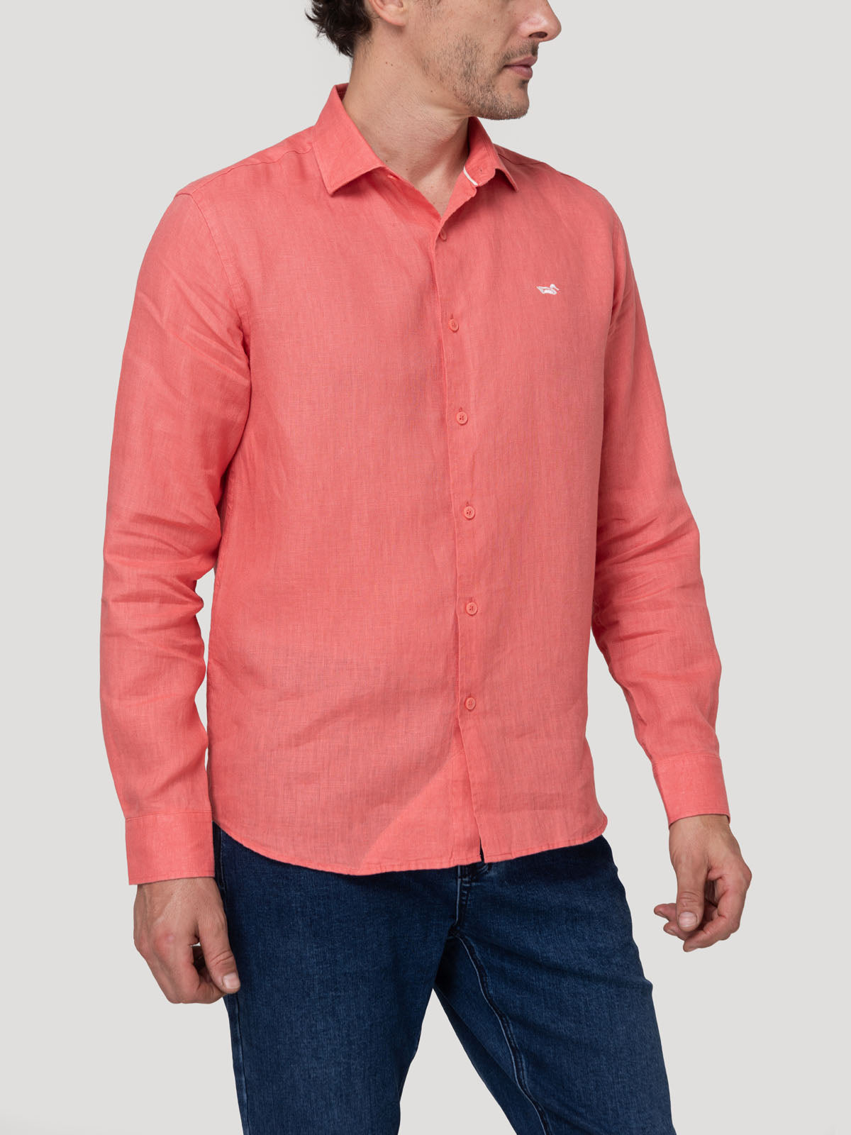 Camisa Lino Orgánico Hombre Linenit Rojo Rockford