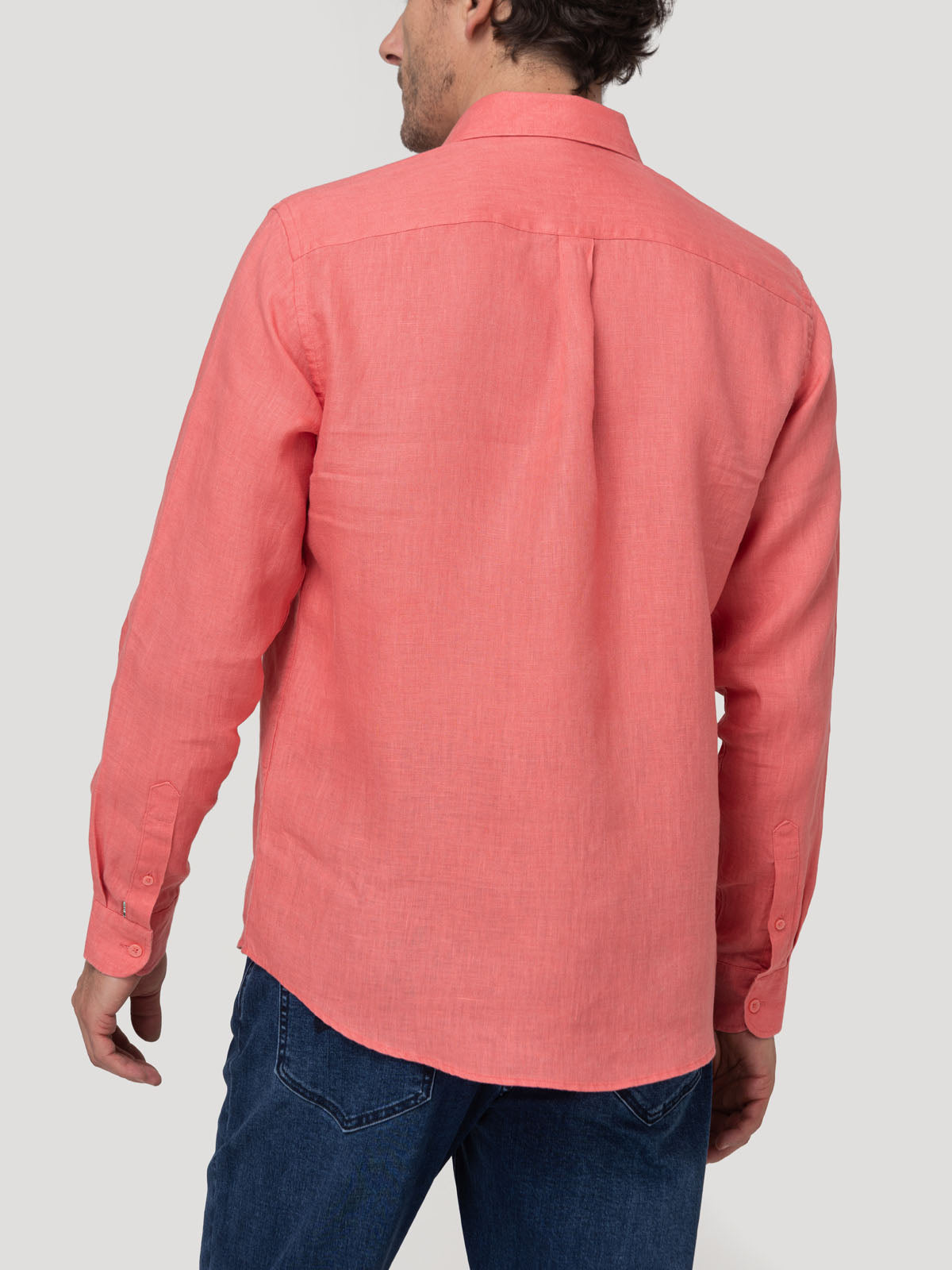 Camisa Lino Orgánico Hombre Linenit Rojo Rockford