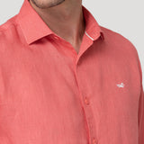 Camisa Lino Orgánico Hombre Linenit Rojo Rockford