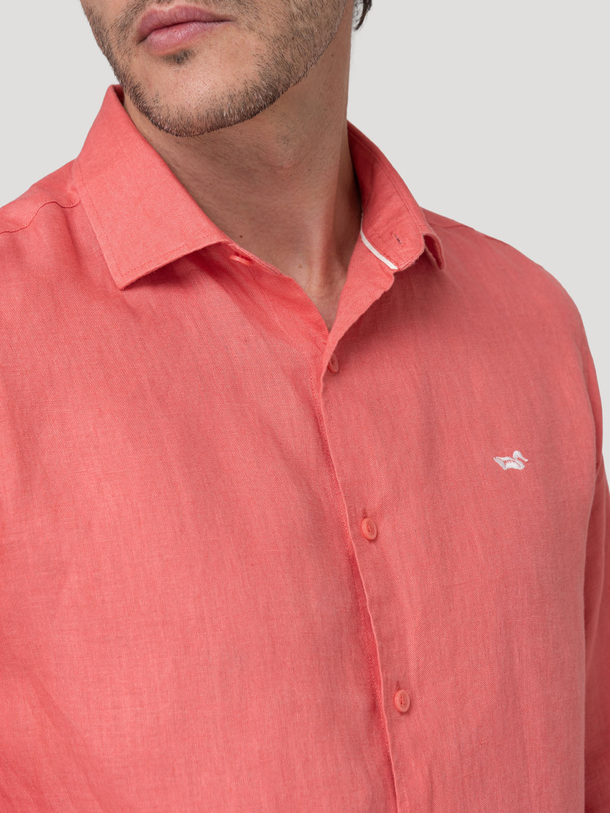 Camisa Lino Orgánico Hombre Linenit Rojo Rockford