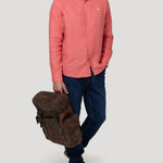 Camisa Lino Orgánico Hombre Linenit Rojo Rockford