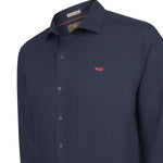 Camisa Lino Orgánico Hombre Linenit Azul Rockford