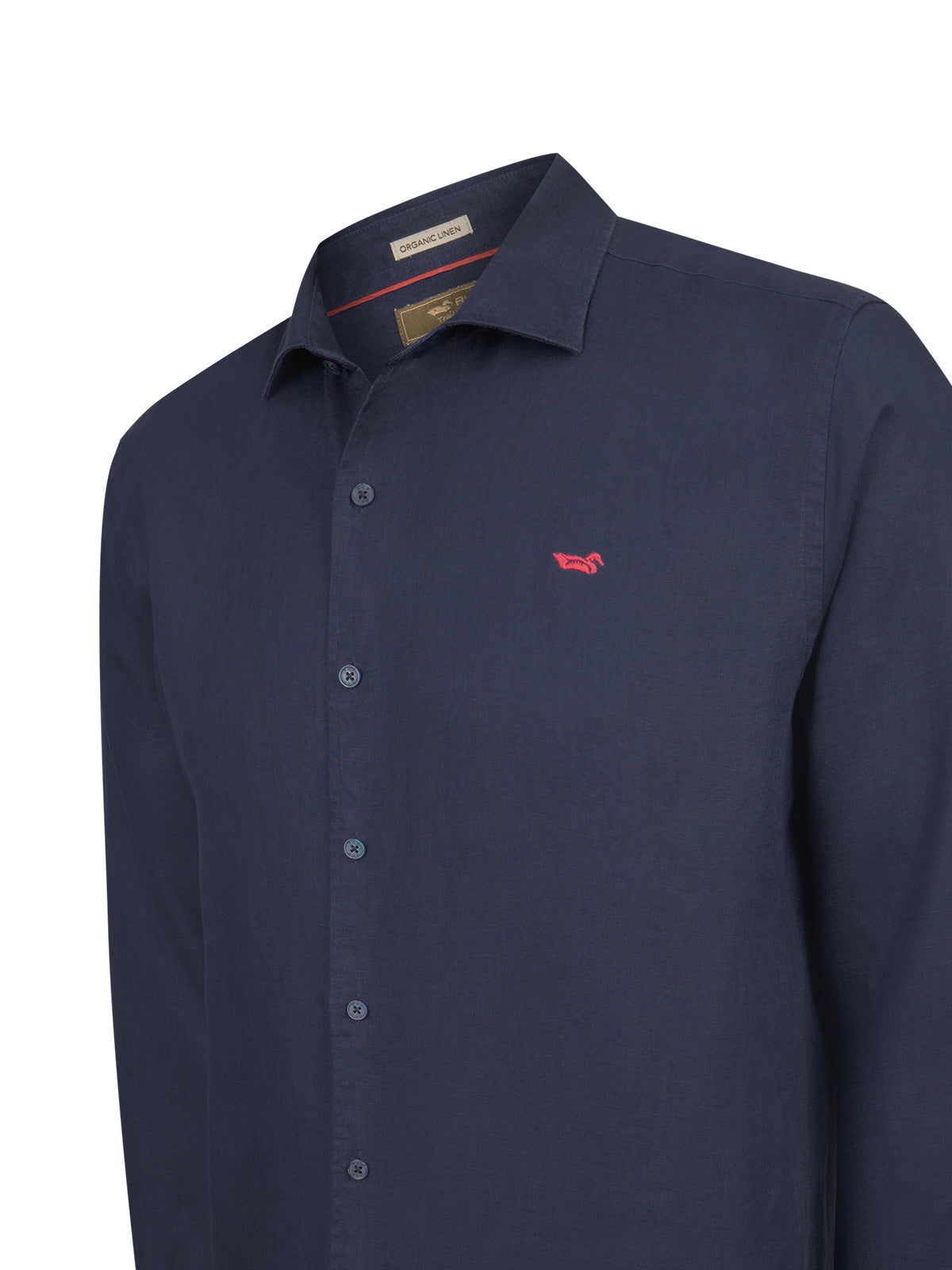 Camisa Lino Orgánico Hombre Linenit Azul Rockford