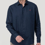 Camisa Lino Orgánico Hombre Linenit Azul Rockford