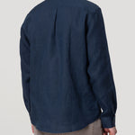 Camisa Lino Orgánico Hombre Linenit Azul Rockford