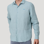 Camisa Lino Orgánico Hombre Linenit Verde Rockford