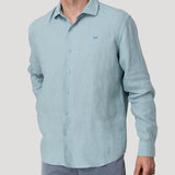 Camisa Lino Orgánico Hombre Linenit Verde Rockford