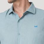 Camisa Lino Orgánico Hombre Linenit Verde Rockford
