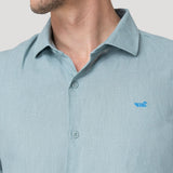 Camisa Lino Orgánico Hombre Linenit Verde Rockford