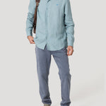 Camisa Lino Orgánico Hombre Linenit Verde Rockford