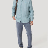 Camisa Lino Orgánico Hombre Linenit Verde Rockford