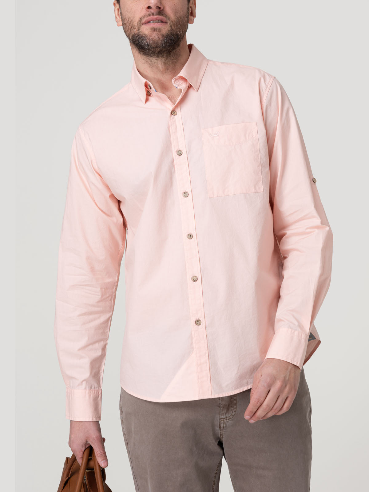 Camisa Algodón Orgánico Hombre Galiton Rosado Rockford