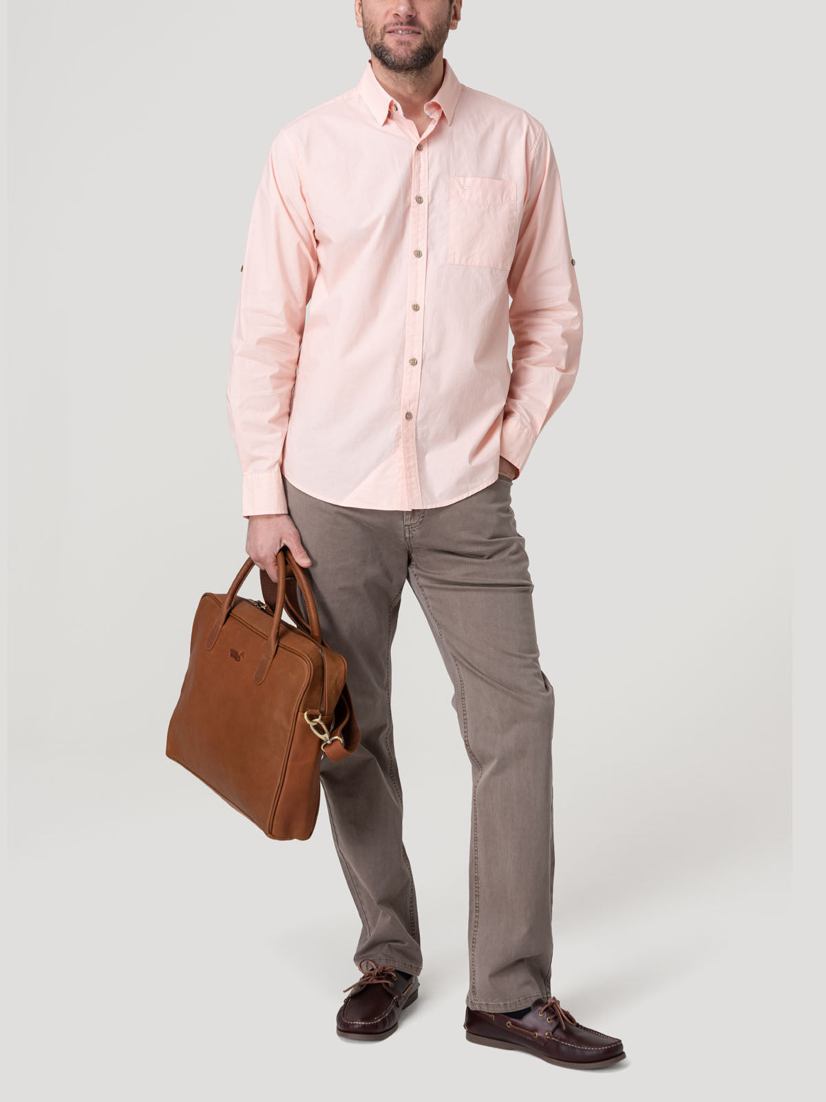 Camisa Algodón Orgánico Hombre Galiton Rosado Rockford