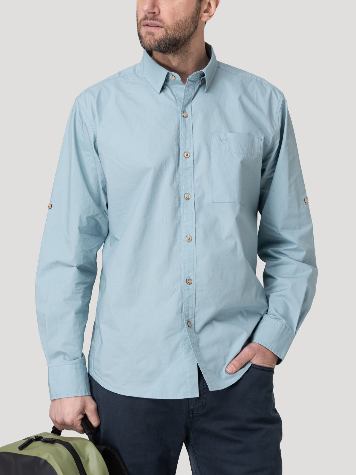 Camisa Algodón Orgánico Hombre Galiton Celeste Rockford