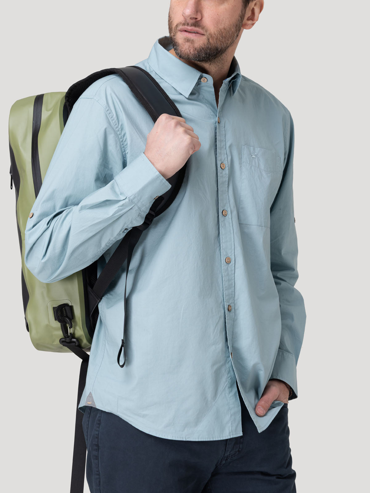 Camisa Algodón Orgánico Hombre Galiton Celeste Rockford
