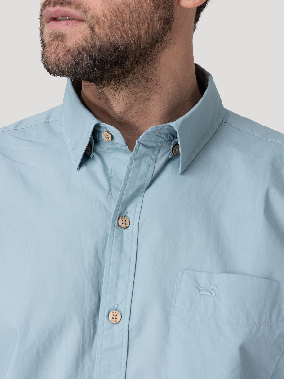 Camisa Algodón Orgánico Hombre Galiton Celeste Rockford