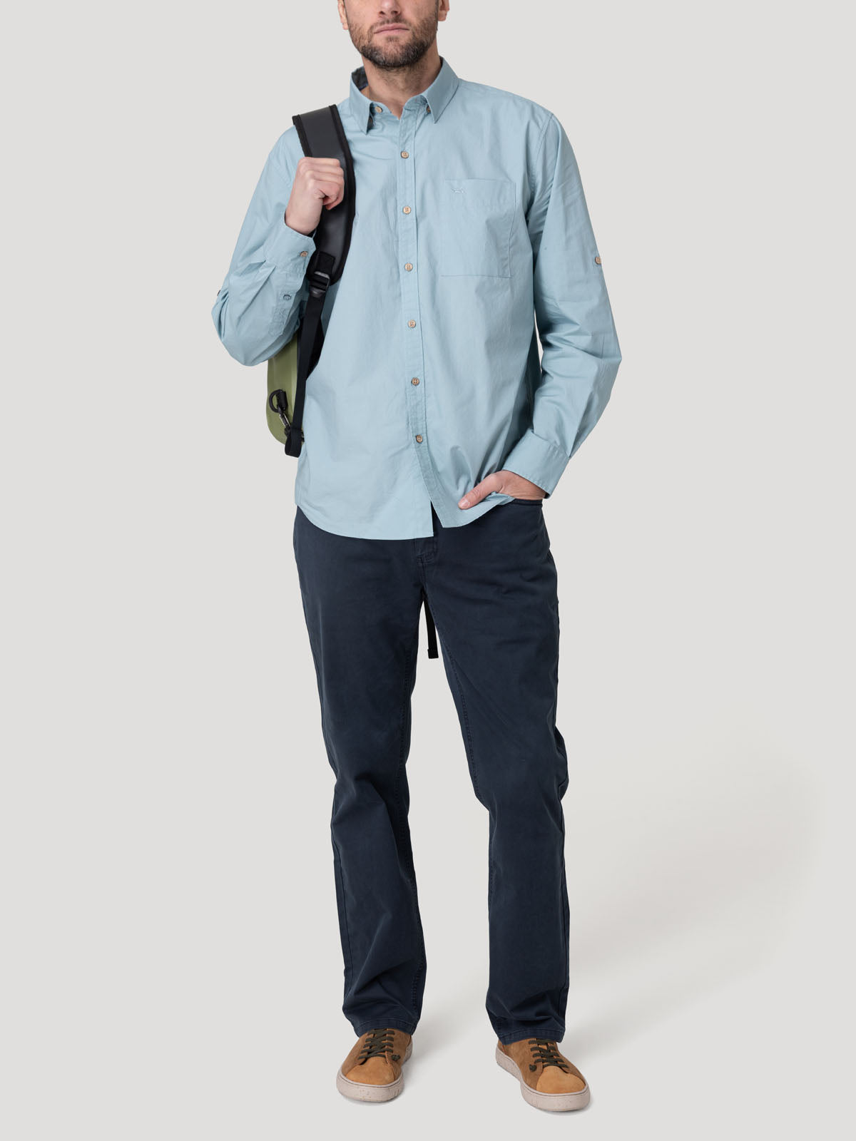 Camisa Algodón Orgánico Hombre Galiton Celeste Rockford