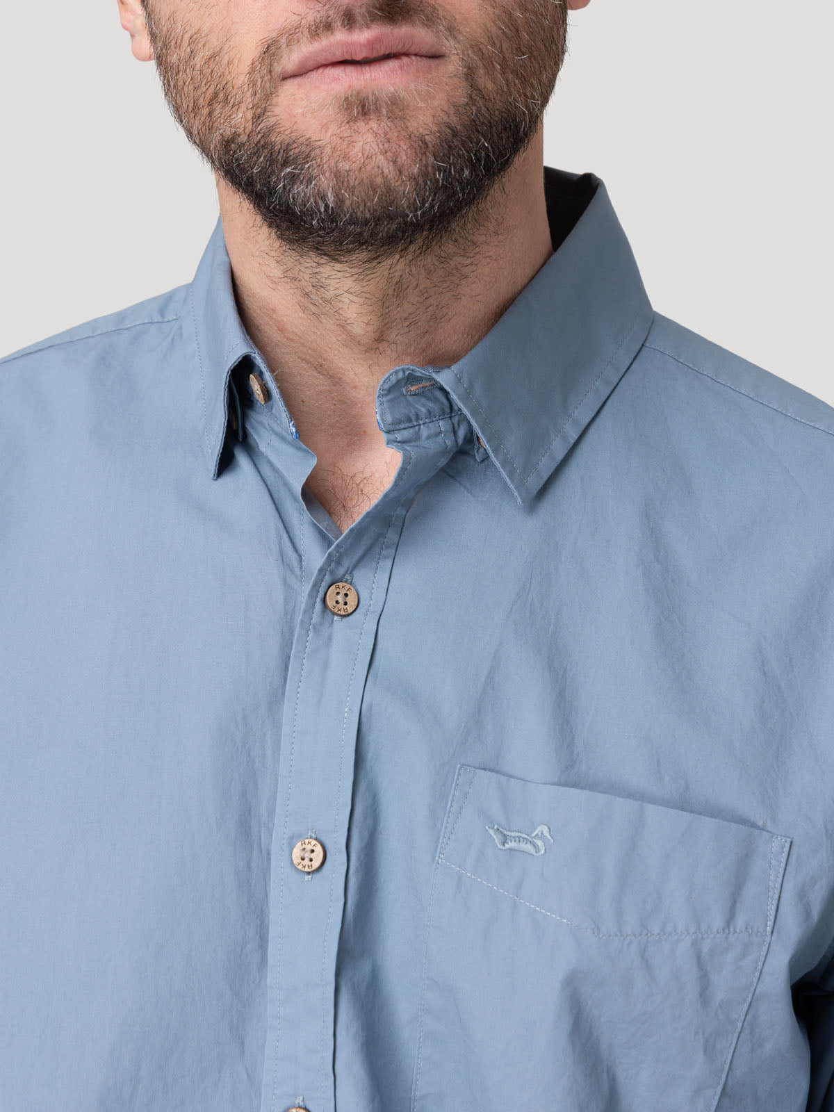 Camisa Algodón Orgánico Hombre Galiton Azul Rockford