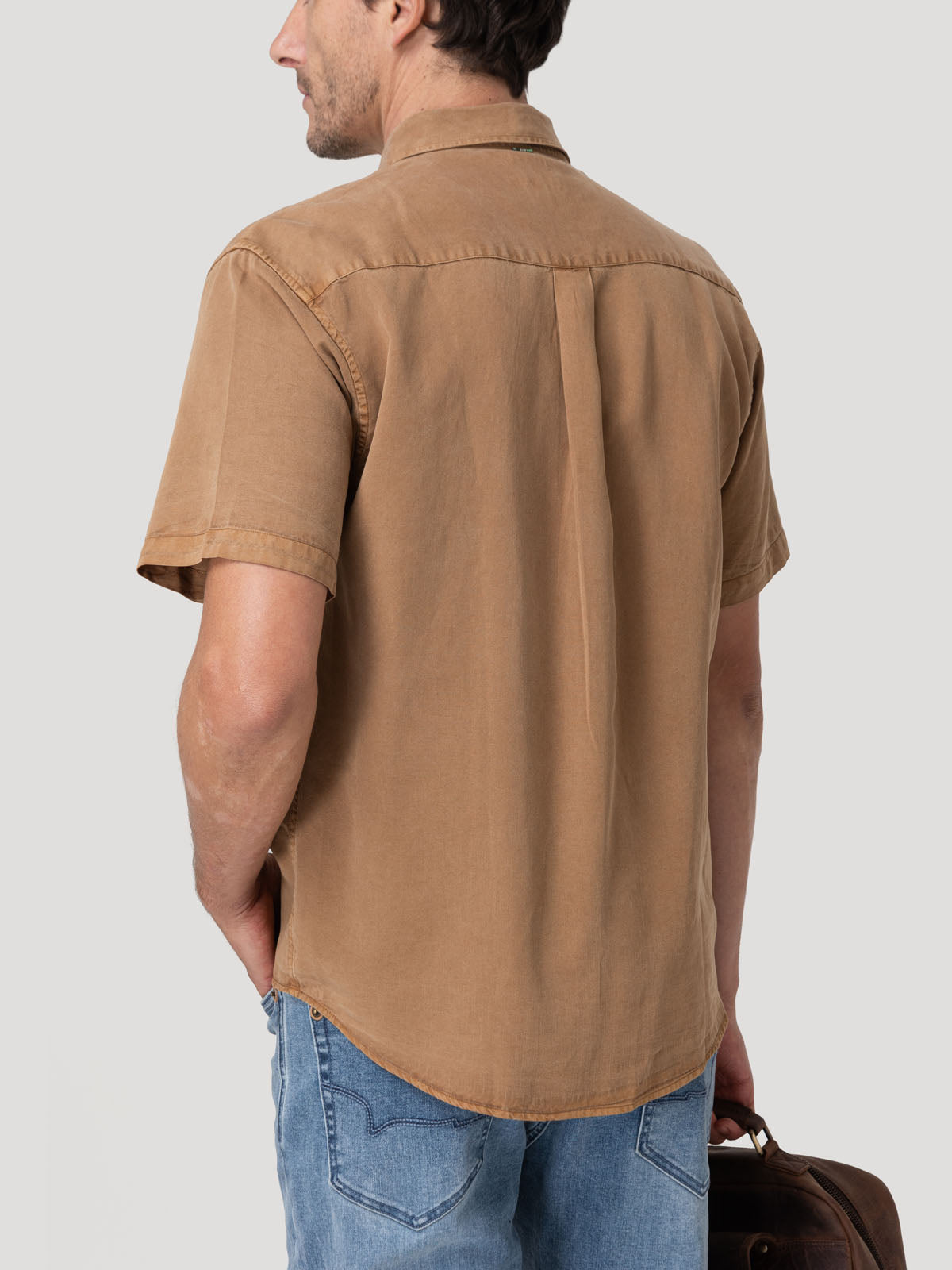 Camisa Tencel Hombre Tenpro Café Rockford