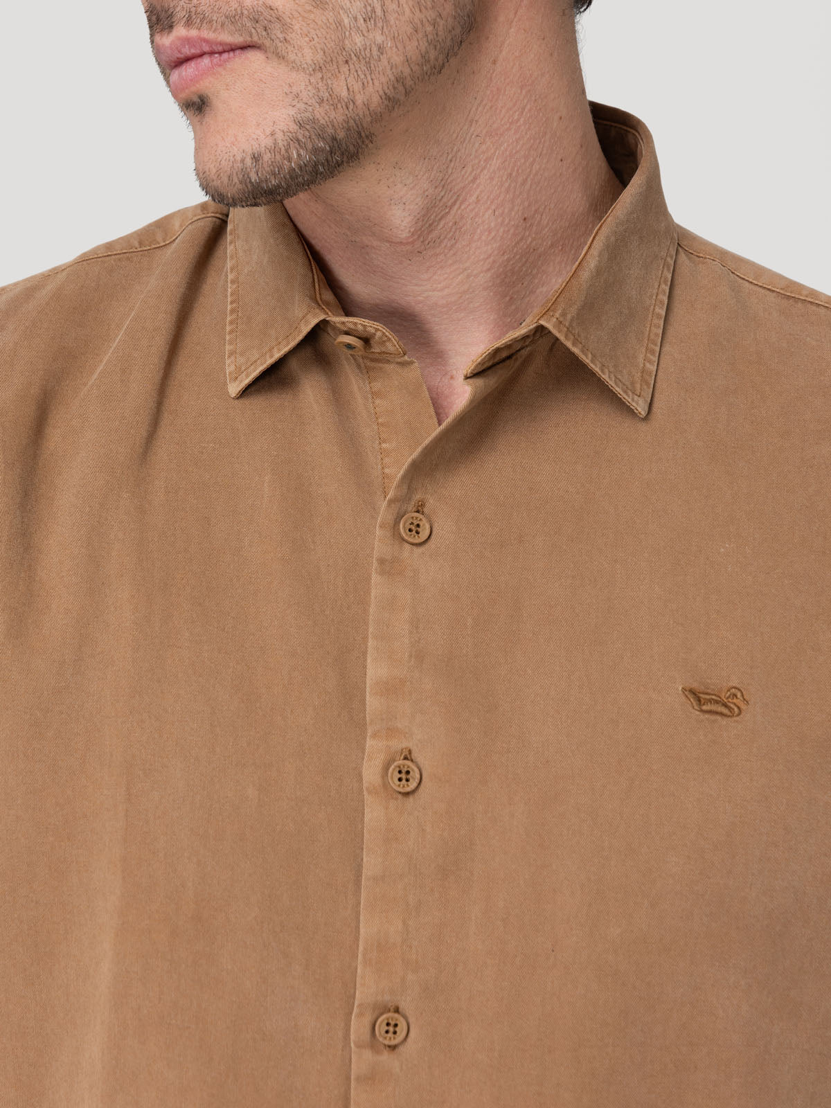 Camisa Tencel Hombre Tenpro Café Rockford