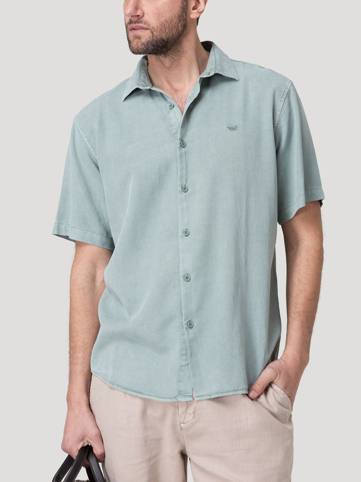 Camisa Tencel Hombre Tenpro Celeste Rockford