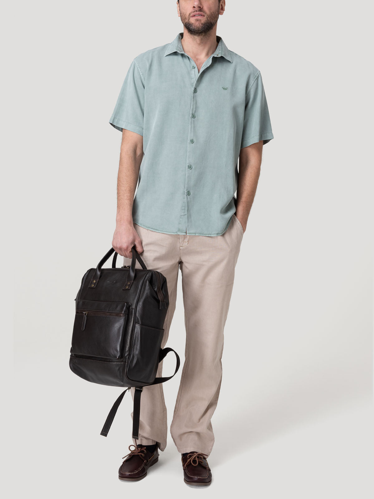 Camisa Tencel Hombre Tenpro Celeste Rockford