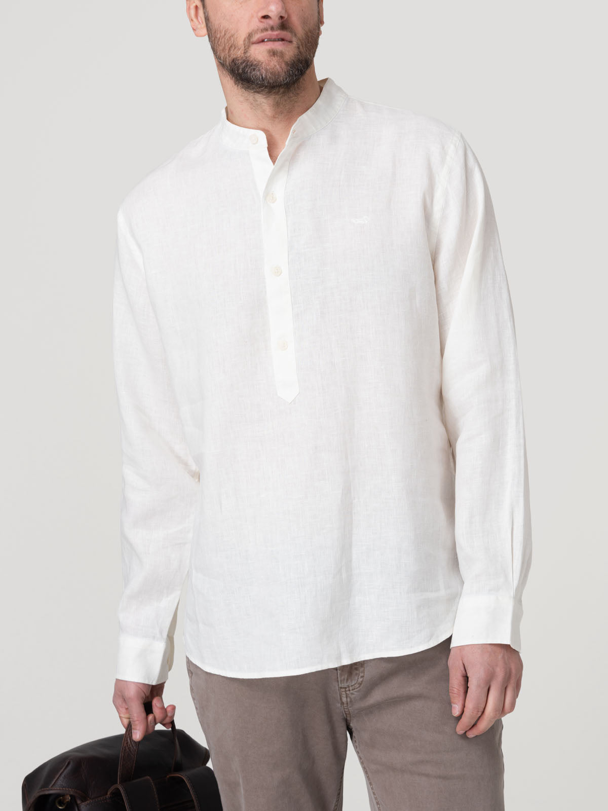 Camisa Lino Orgánico Hombre Linenmao Blanco Rockford