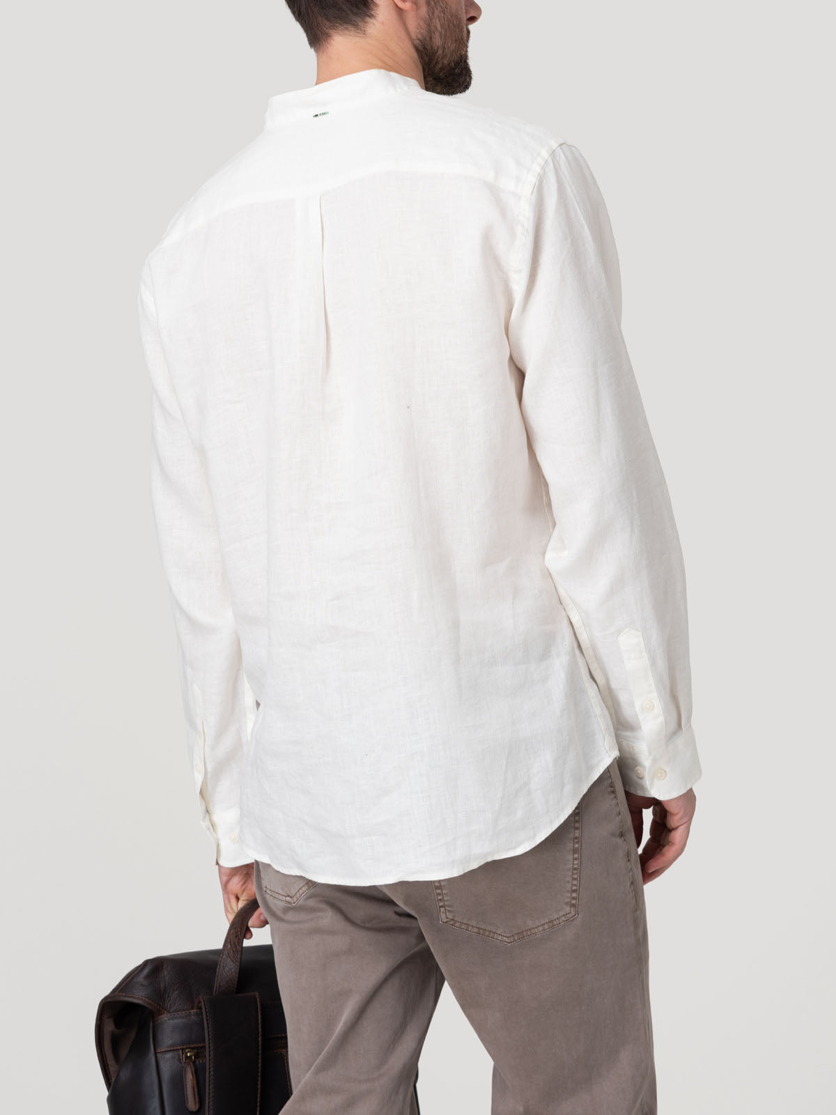 Camisa Lino Orgánico Hombre Linenmao Blanco Rockford