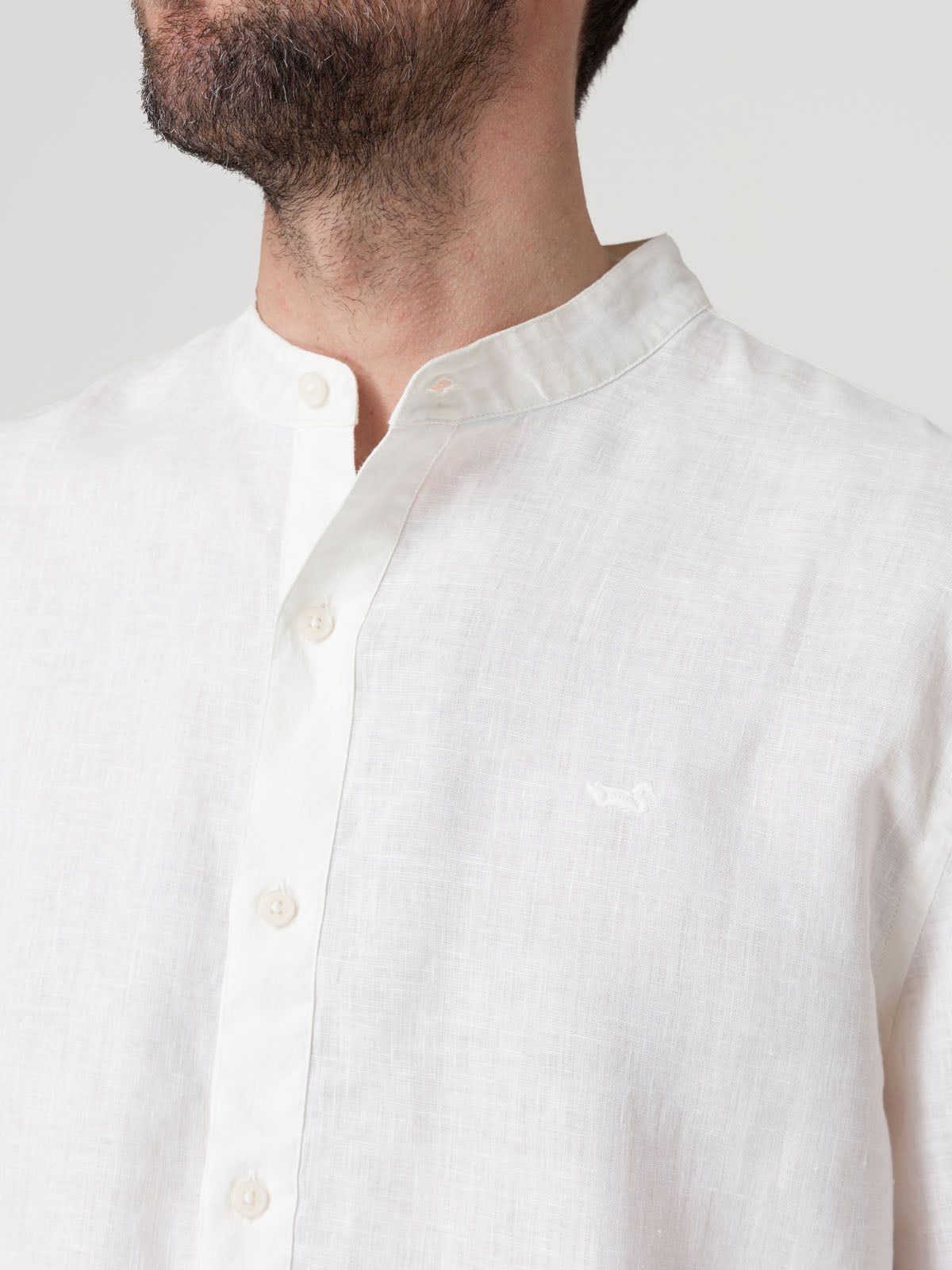 Camisa Lino Orgánico Hombre Linenmao Blanco Rockford