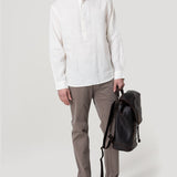 Camisa Lino Orgánico Hombre Linenmao Blanco Rockford