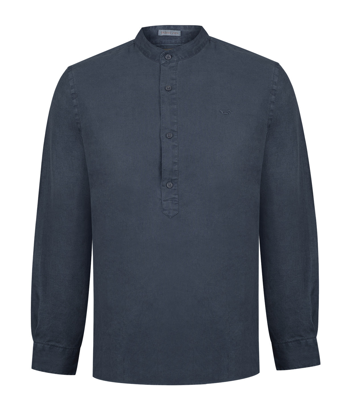 Camisa Lino Orgánico Hombre Linenmao Azul Rockford