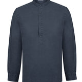 Camisa Lino Orgánico Hombre Linenmao Azul Rockford