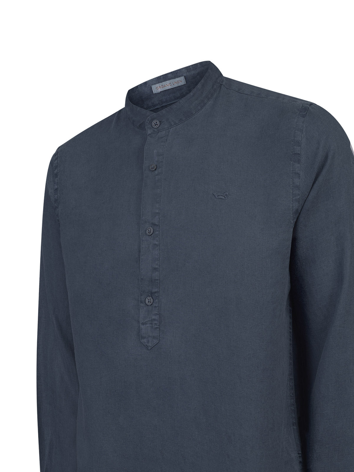 Camisa Lino Orgánico Hombre Linenmao Azul Rockford