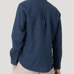 Camisa Lino Orgánico Hombre Linenmao Azul Rockford