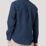 Camisa Lino Orgánico Hombre Linenmao Azul Rockford