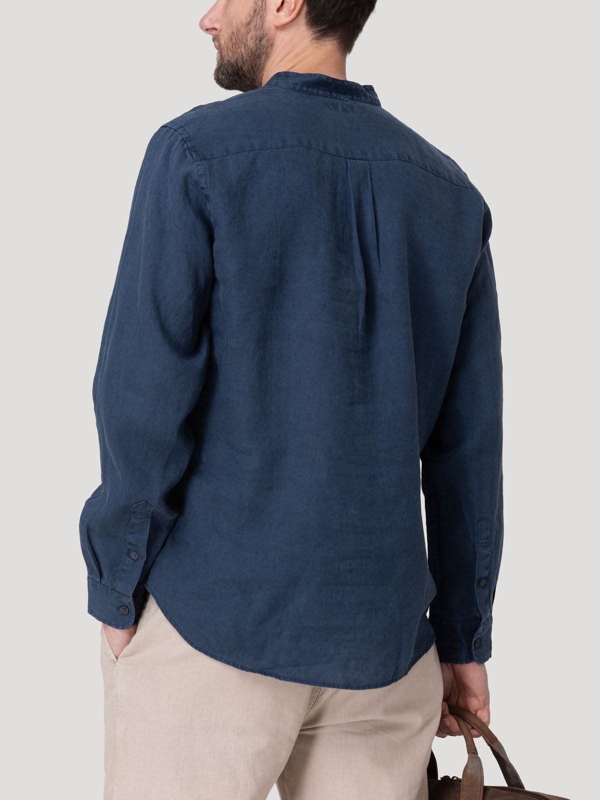 Camisa Lino Orgánico Hombre Linenmao Azul Rockford